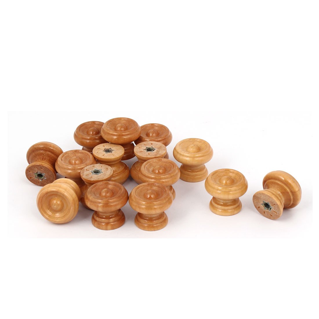 Uxcell Grain Sourcingmap 24Mmx20mm Round Wood Cabinet Door Wardrobe Knob Wooden Drawer Pull Handle Type-Ab18 For Dresser Drawer Wardrobe 15Pcs