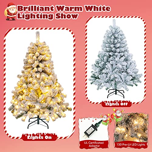 Nightcore-45FT-Pre-Lit-Artificial-Christmas-Tree-Snow-Flocked-Hinged-Pine-Tree-w-295-Branches-Tips-150-LED-Lights-Portable-Metal-Base-Perfect-Decoration-for-Home-Office-Party-45-ft-Green Nightcore 45FT Pre Lit Artificial Christmas Tree Snow Flocked Hinged Pine Tree w 295 Branches Tips 150 LED Lights Portable Metal Base Perfect Decoration for Home Office Party 45 ft Green