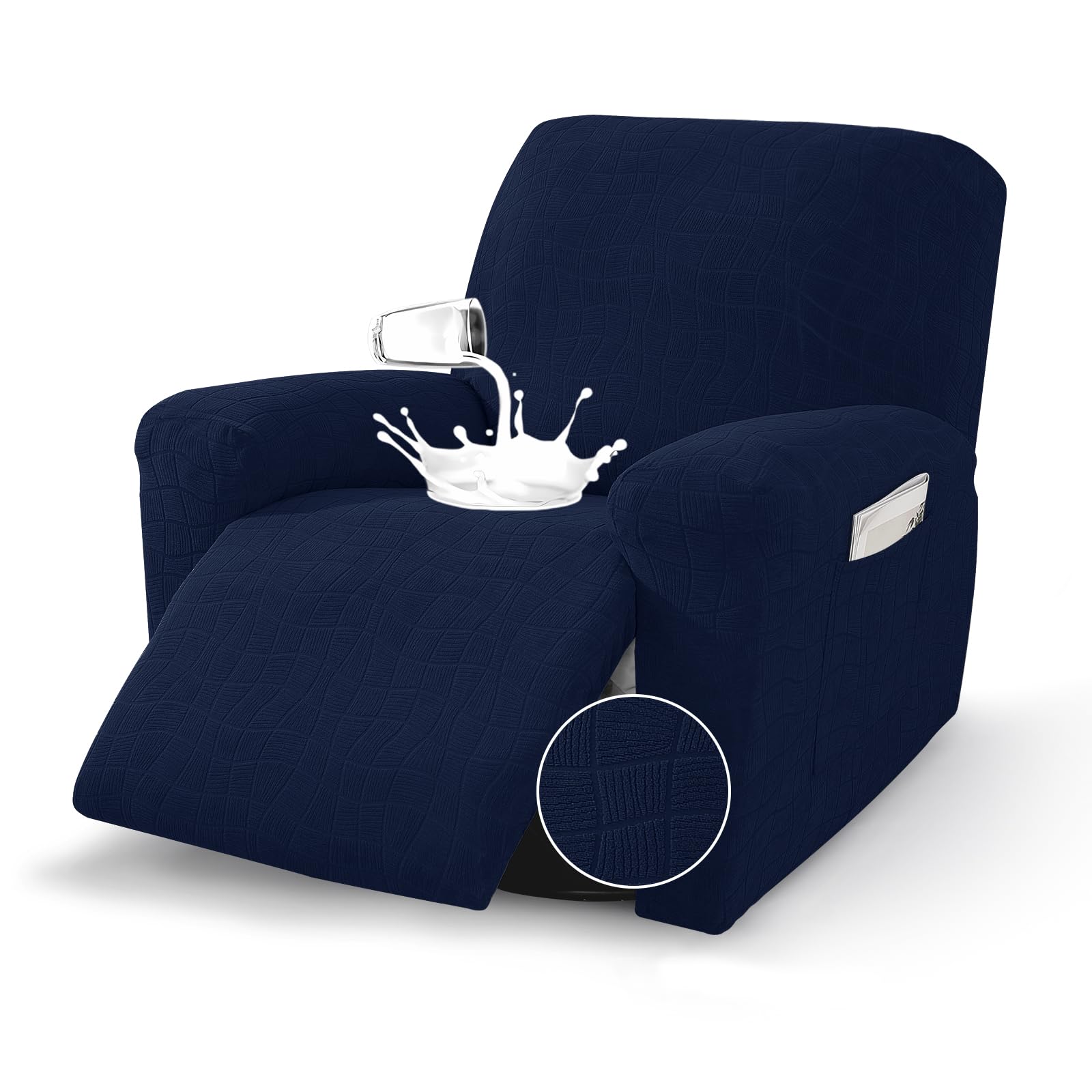 Photo 1 of MAXIJIN Waterproof Recliner Chair Covers 3 Pieces Recliner Cover that Stay in Place, Washable Lazy Boy Recliner Slipcovers with Pockets Reclining Protector for Pet, Kids (Navy Blue, Recliner)