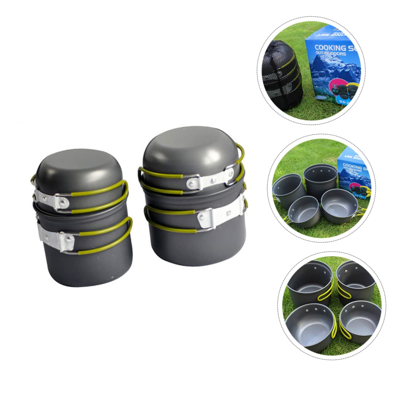 KOMBIUDA Outdoor Kochset 4 Stück Tragbar für Camping und Kochen