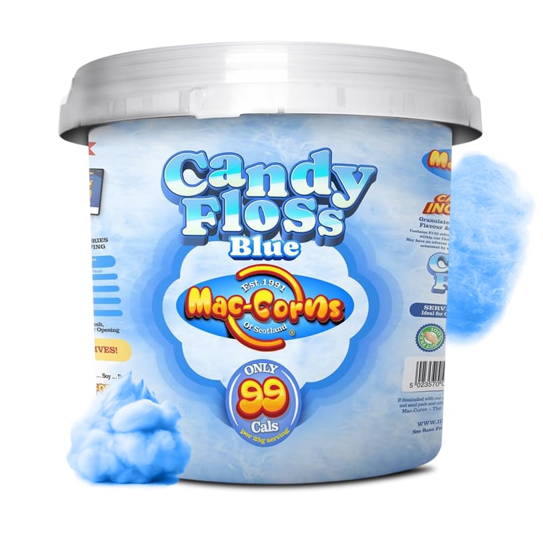 Mac– Corns - Blue Raspberry Candy Floss - Bucket Serves 24 Party Portions