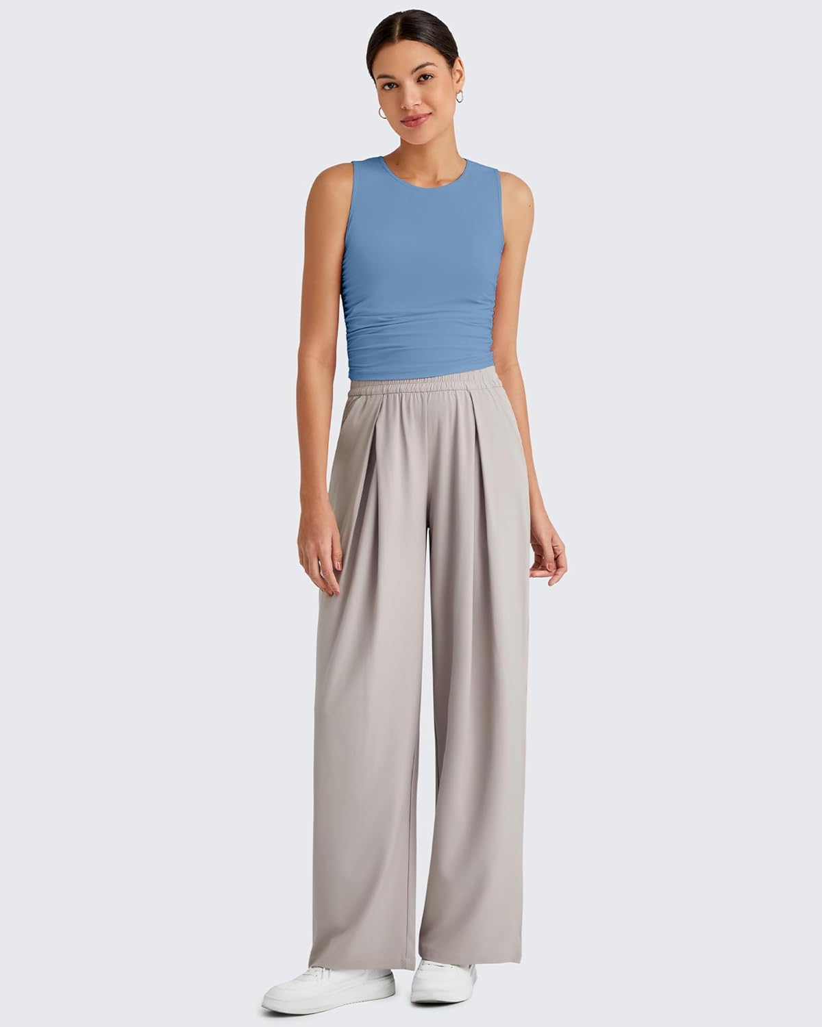 G4Free Skimetic Workout Tank Tops for Women Side Ruched Sleeveless High Neck Crop Top Summer Athletic Gym Shirts - Image 7