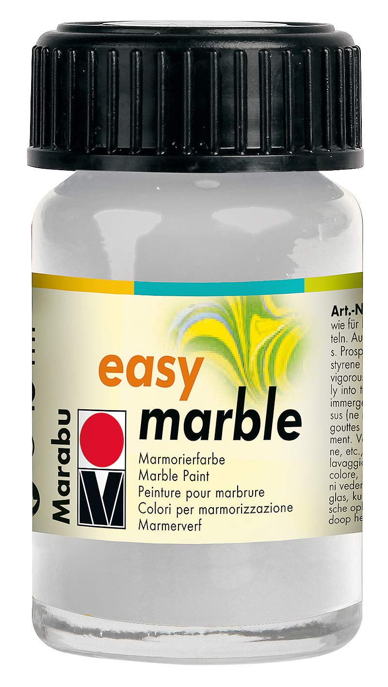 Marabu Easy Marble, Silver, (082), 15ml, For Creating Immersion Marble Effects On Plastic, Glass, Wood, Papier Mâché, Eggs, Metal, Polystyrene And More