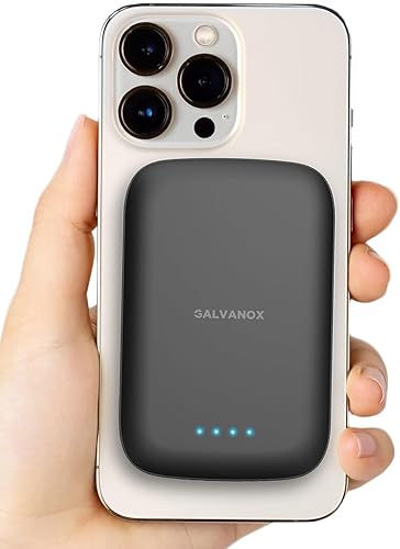 GALVANOX Banco de energía magnético ultradelgado de 5000 mAh para iPhone, compatible con MagSafe, cargador portátil inalámbrico de carga rápida,