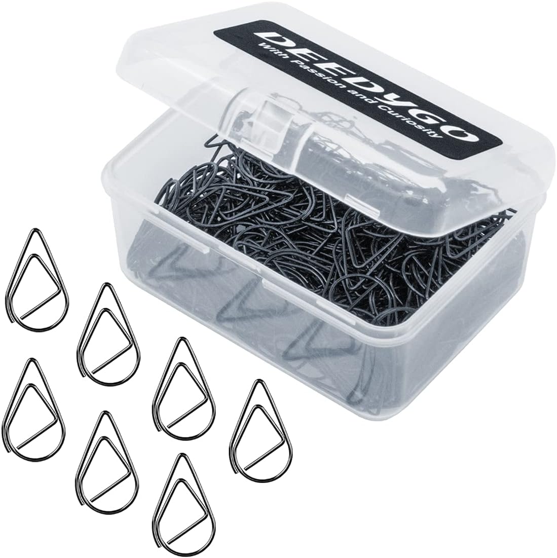 250 Pieces Black Paper Clips Cute Teardrop/Drop-Shaped Stainless Steel Paper Clips for Office School Supplies Wedding Invitations Scrapbooking Crafts Bookmarks Kids Women Planners (1 inch) by DEEDYGO