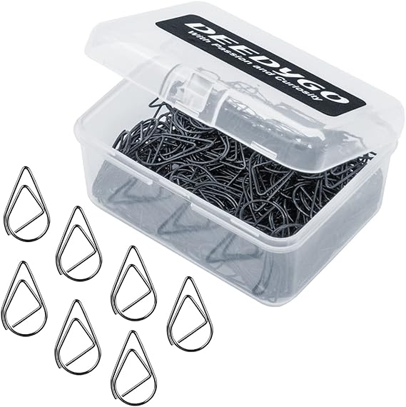 250 Pieces Black Paper Clips Cute Teardrop/DropShaped