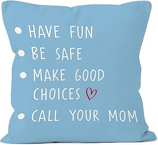 Blue Call Your Mom Throw Pillow Covers 18x18, Dorm Room Classroom Decor Pillow Cases for Freshman College Students, Decorative Square Pillowcases for Couch Bed Sofa, Back to School Gifts