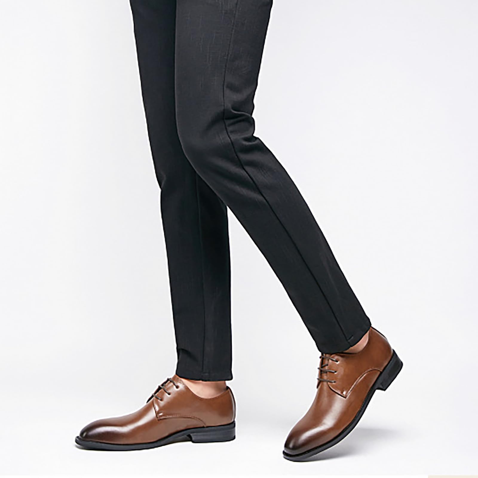 Scarpe Eleganti da Uomo in Pelle PU Classiche Stringate Oxford Scarpe Derby da Lavoro Formali Matrimonio Ballo di fine Anno Lavoro Ufficio Confortevole,Marrone,41