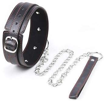 Choker Collar PU Leather Collar Neck Collar Choker with Detachable Leash Chain,Roleplay Adjustable Collar Necklace for Couples
