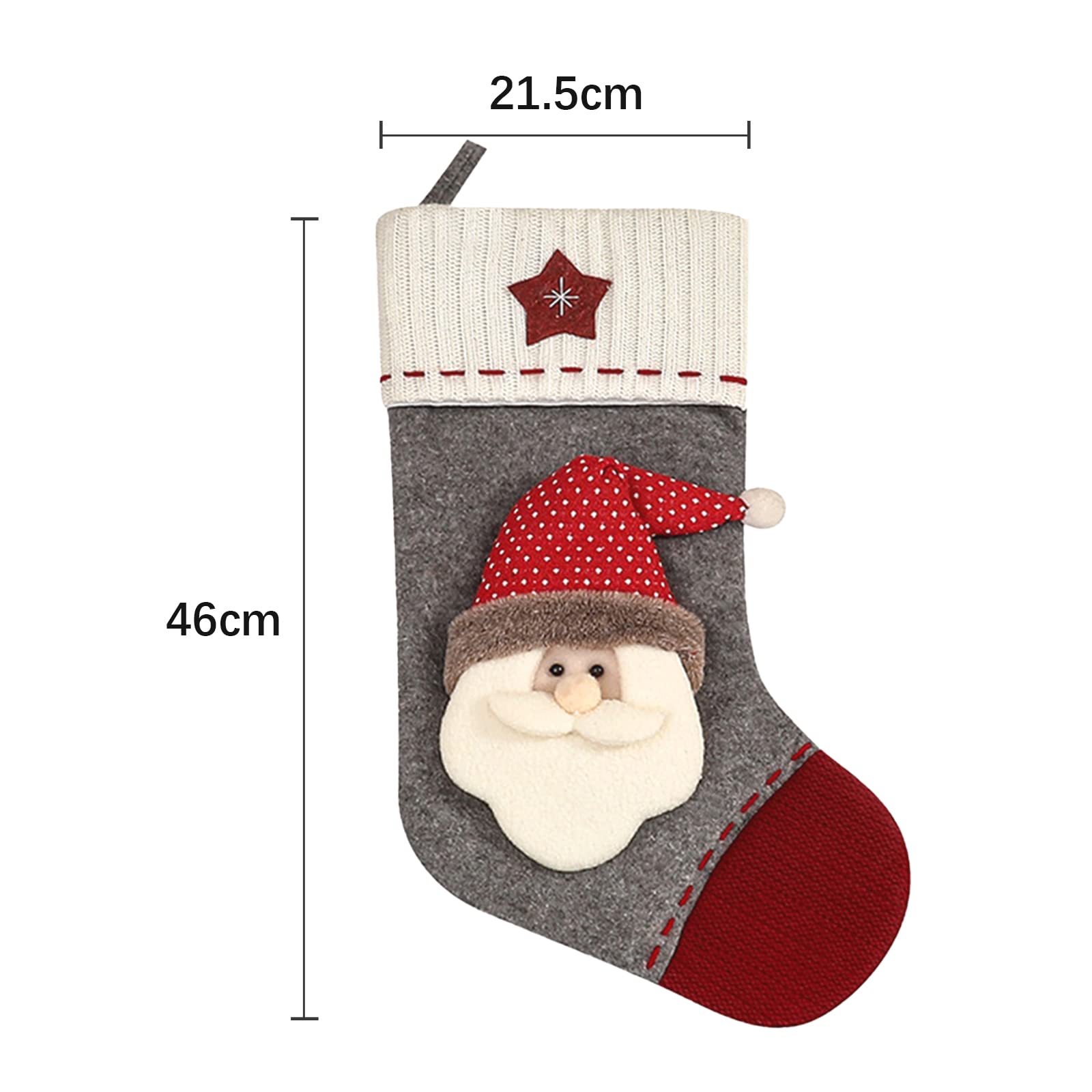 3 Grandes Chaussettes De Noël à Suspendre - Père Noël, Bonhomme De Neige, Renne - 46 Cm - Décoration Cheminée Ou Arbre