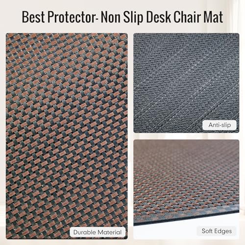 Office Chair Mat for Hard Floors,40"x55" Anti-Slip Waterproof Hardwood Floor Chair Mat,Heavy Duty Floor Protector Rolling Chairs for Home Office(Coffee) by Higoom - Used condition - Image 3