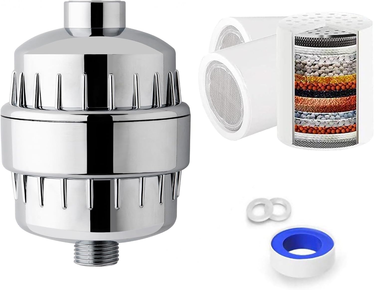 OCEMY Shower Filter 18 Stage Shower Head Filter for Hard Water Shower Water Softener Improves Skin Condition with3 Replaceable Filter Cartridges