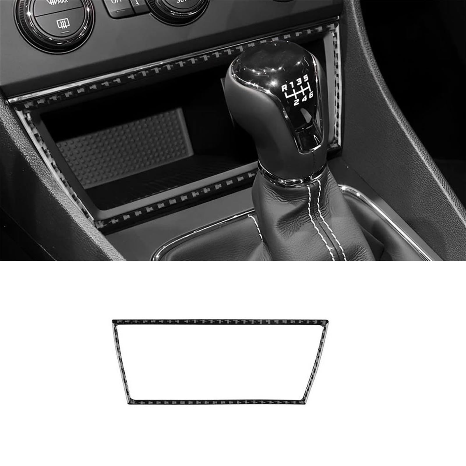 for Seat for Leon 2013 2014 2015 LHD RHD Car Central Storage USB Port Frame Interior Sticker KISSGPIPOL(Black Carbon)