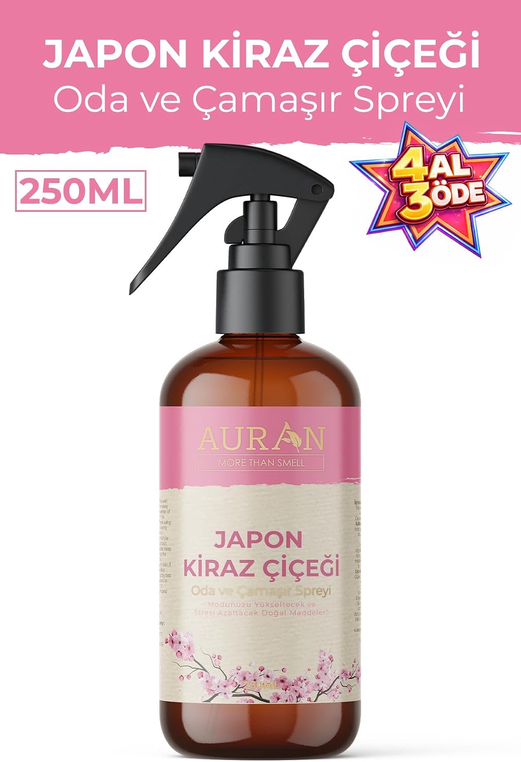 AURAN Japon Kiraz Çiçeği Oda Ve Çamaşır Spreyi Oda Kokusu Oda Spreyi Room Spray 250ml