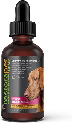 RestoraPet PM Formula Aceite orgánico de bienestar para perros y gatos 600 mg gotas líquidas antiinflamatorias que promueven el alivio del dolor