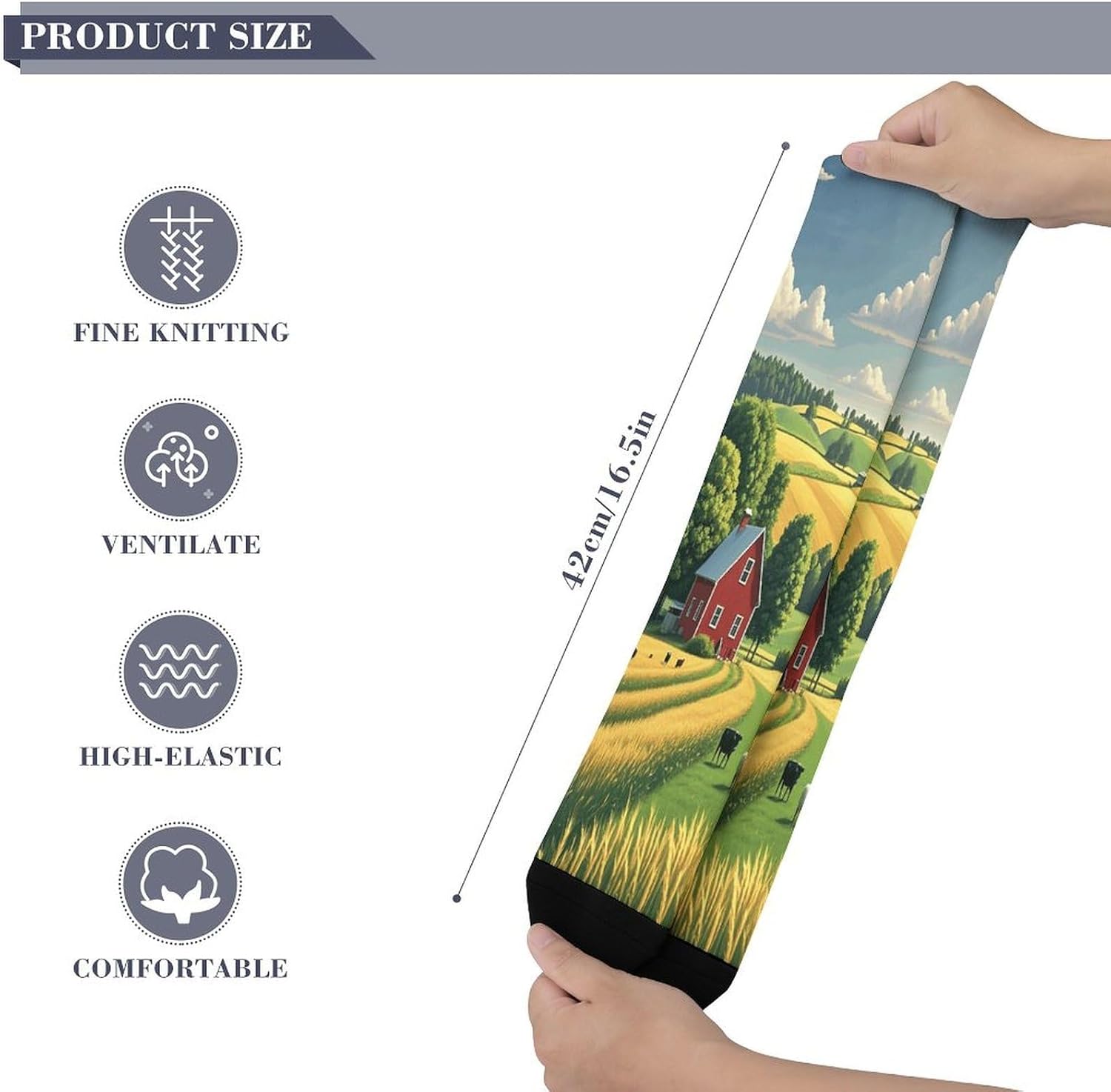 Country Farm Socks Hiking Boot Socks Casual Knee High Sock Cozy Outdoor Sport Socks for Women Men