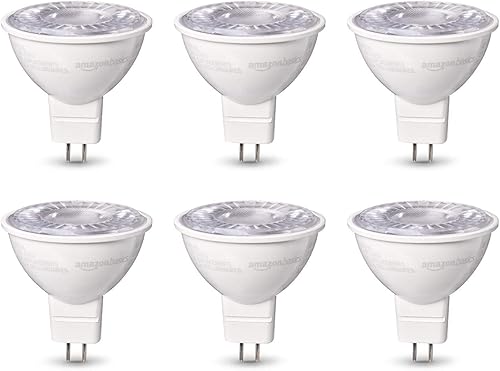 Tienda Basics Bombilla LED MR16, equivalente a 50 vatios, eficiencia energética, 7 W, base GU 5.3, luz blanca diurna 5000 K, regulable, vida útil de