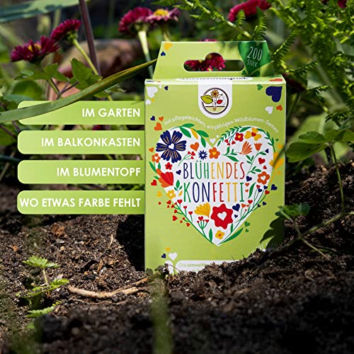 Blühendes Saatgut Konfetti für bunte Wildblumen - Farbenfrohes Blumenkonfetti aus 100% biologisch abbaubarem Samenpapier (200x Stück) – Bild 7