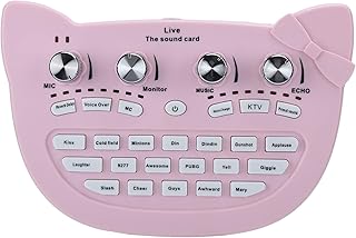 Mini Sound Card, 18 Special Effects Portable Voice Changer Stereo Mixer, Builtin Dual for DSP Noise Reduction Chip, Compatible for Mobile Phone and Computer