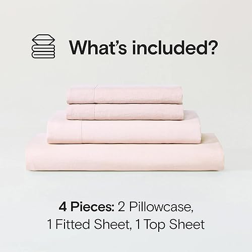 Miniatura 2 de Sijo - Juego de sábanas de lino francés lavado a la piedra, 3 o 4 piezas, 2 fundas de almohada, 1 sábana bajera ajustable y 1 sábana plana opcional