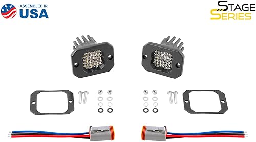 Miniatura 7 de Diode Dynamics Stage Series C1 Sport - Cápsula LED de montaje empotrado blanca (par), inundación con retroiluminación roja