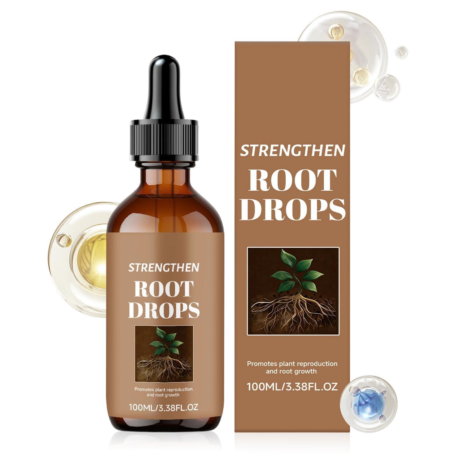 Root Growth Drops, Plant Support Supplement, 100ml Liquid Root Booster with Nourishing Feature, Garden Fertilizer Solution, Hydroponic Plant Aid with Design, Indoor Outdoor Use for Bonsai Orchid