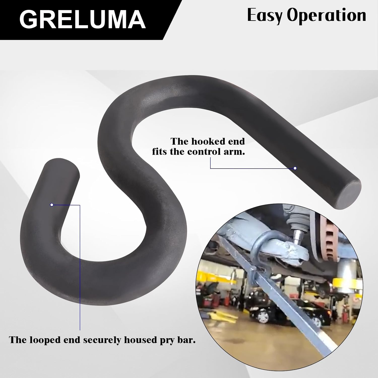 Greluma 1 Pezzo Strumento di leva per braccio controllo inferiore-Adattatore gancio leva 22mm(7/8")Strumenti auto meccanici veicoli trazione anteriore,rimozione boccole e gancio leva braccio controllo