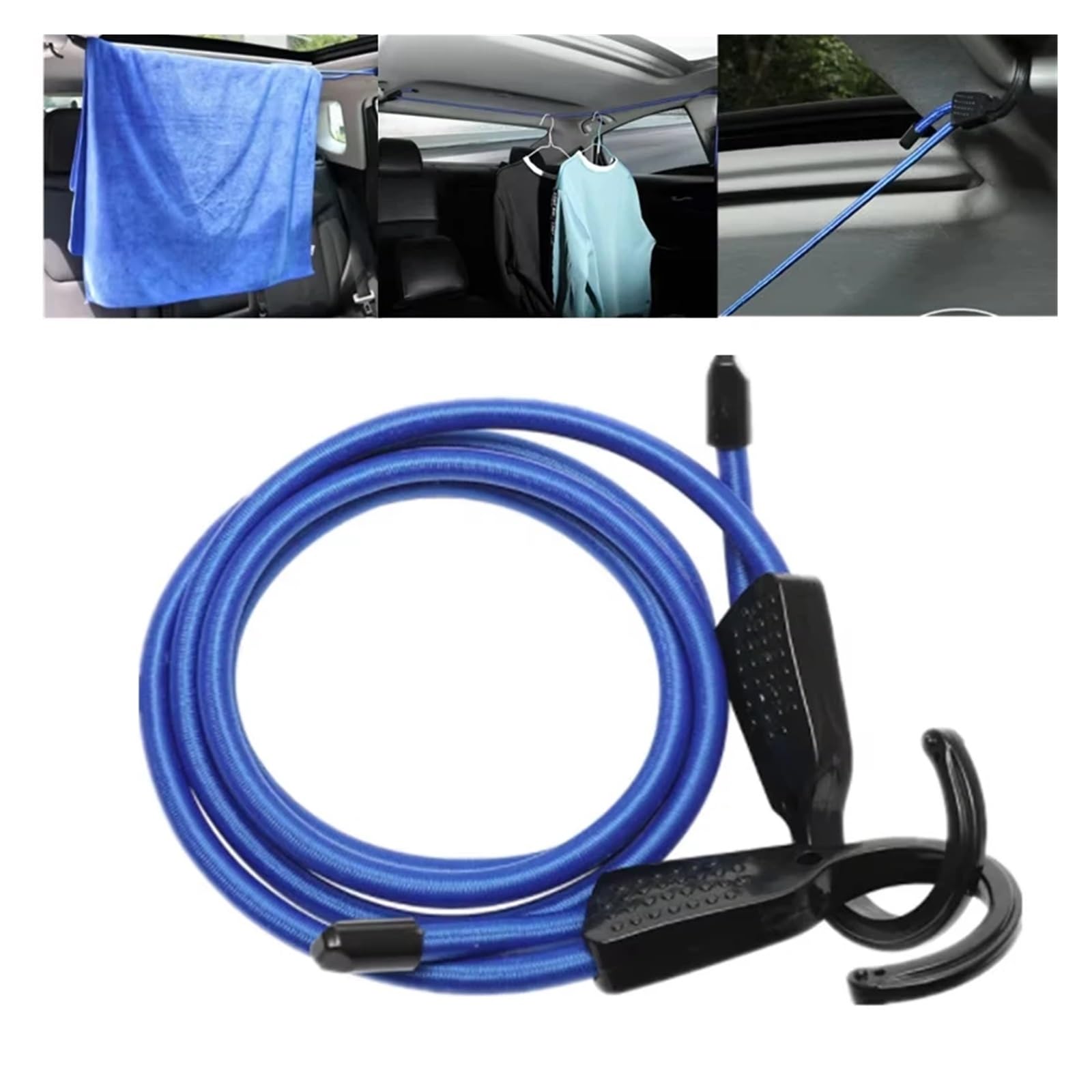 zapnij pasek， 1,5M/3 Elastyczny Pasek Regulowany Samochód Odzieży Motocykl Wielofunkcyjny Lugga Rope Samojezdny Podróżny Sprzęt(1.5m Blue)