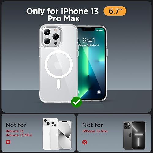 Miniatura 673 de Miracase - Funda magnética para iPhone 13 de 6.1 pulgadas (compatible con MagSafe) (con 2 protectores de pantalla), protección de grado militar