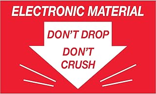 Tape Logic Aviditi Tape Logic 3" x 5","Don't Drop Don't Crush Electronic Material" Red/White Warning Sticker, for Shipping, Handling, Packing, and Moving (1 Roll of 500 Labels)