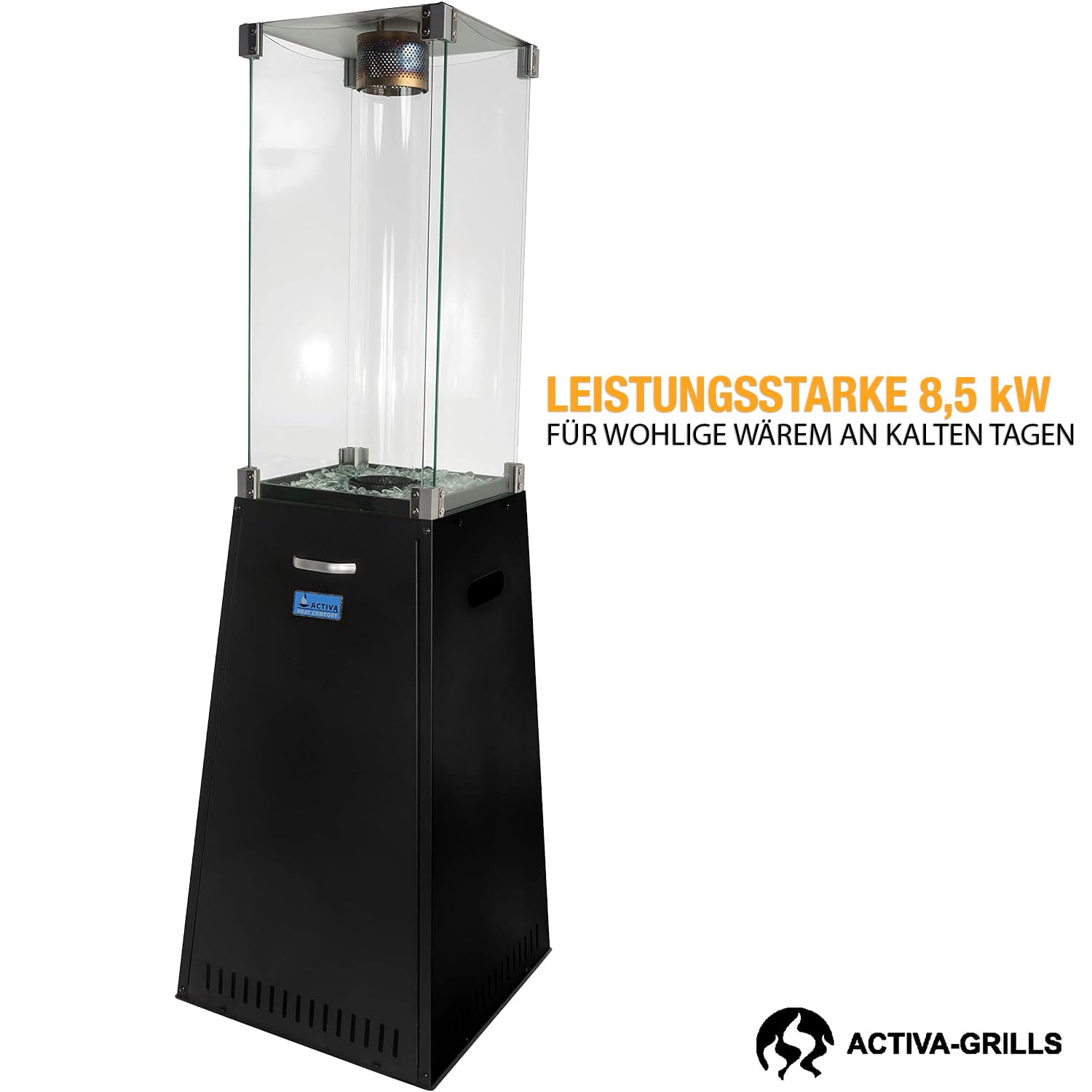 ACTIVA Heizstrahler Terrasse Yellow Stone I Premium Heizstrahler inkl. Duran Schott Glasröhre I Leistungsstarker Heizpilz für Wärme auf Abruf