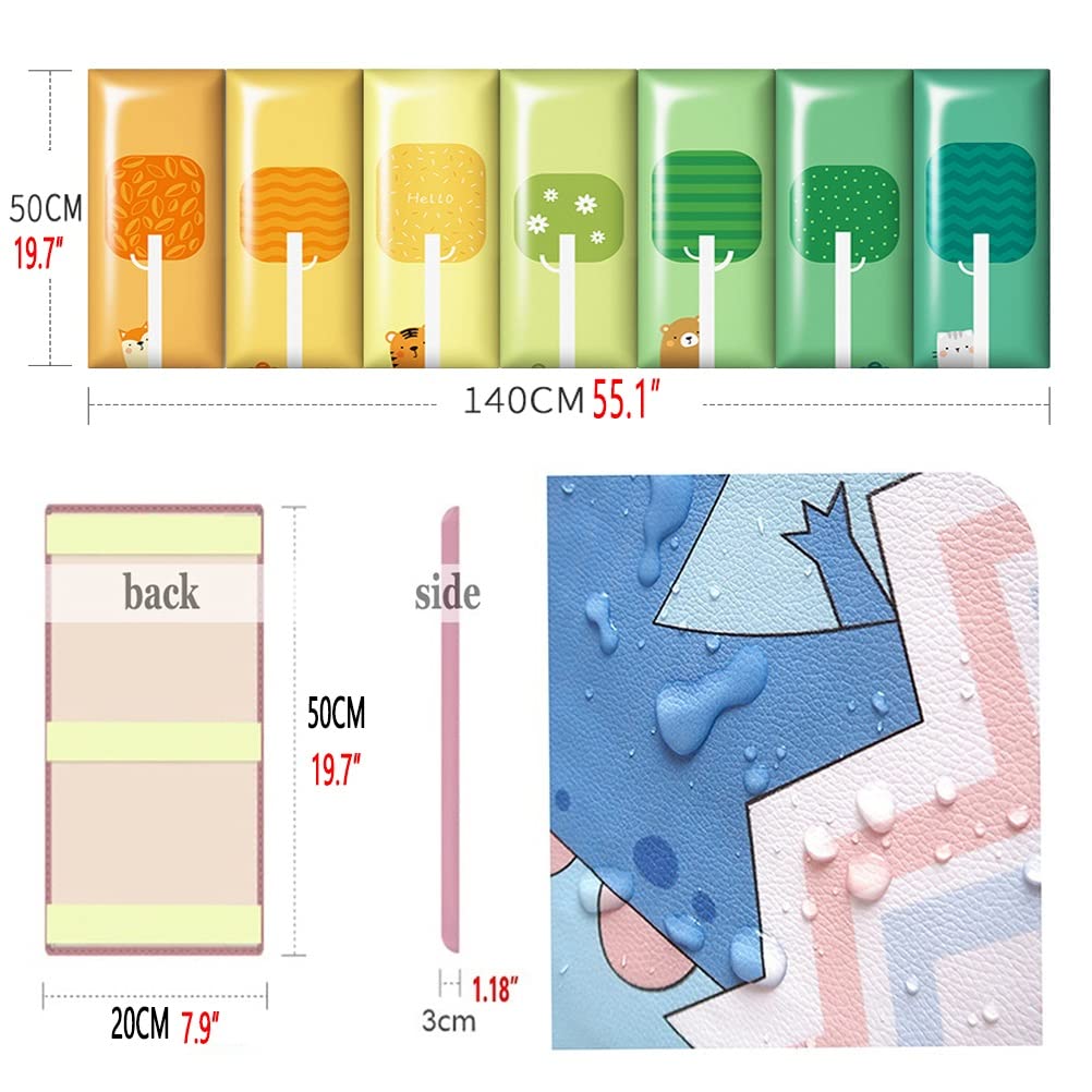 3D Anti-Collision Wall Stickers Naklejka Ścienna Antykolizyjna Dla Dzieci, Wodoodporna Miękka Torba Panel Ścienny Ze Skóry PU 3D, Do Pokoju Dziecięcego, Przedszkola, 50x20cm(7 PCS)