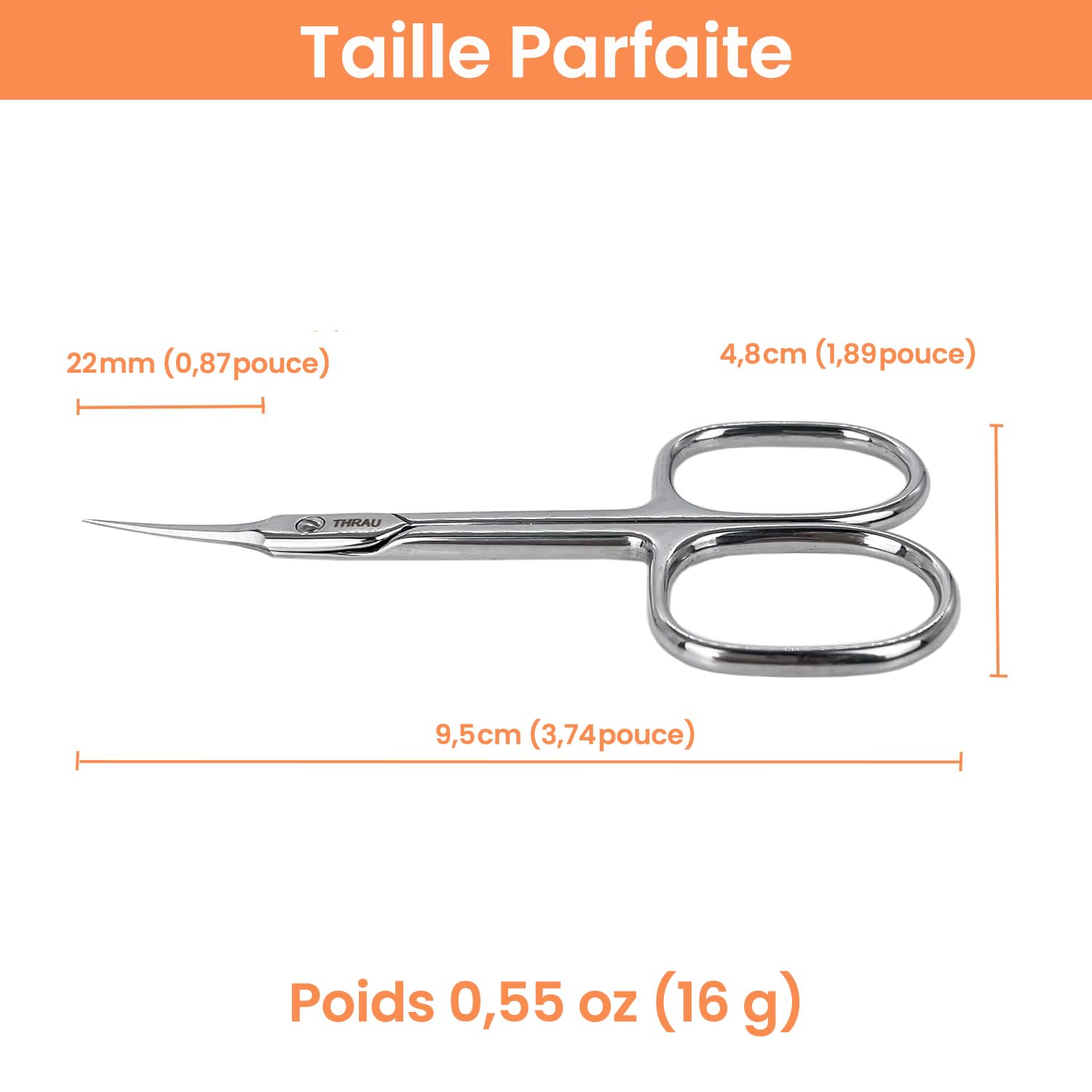 THRAU Ciseaux à Cuticules Extra Fins pour Femmes et Hommes, Acier Inoxydable Professionnel avec Pointe Précise, Pour Manucure, Pédicure, Ongles, Sourcils, Cils et Peau Sèche