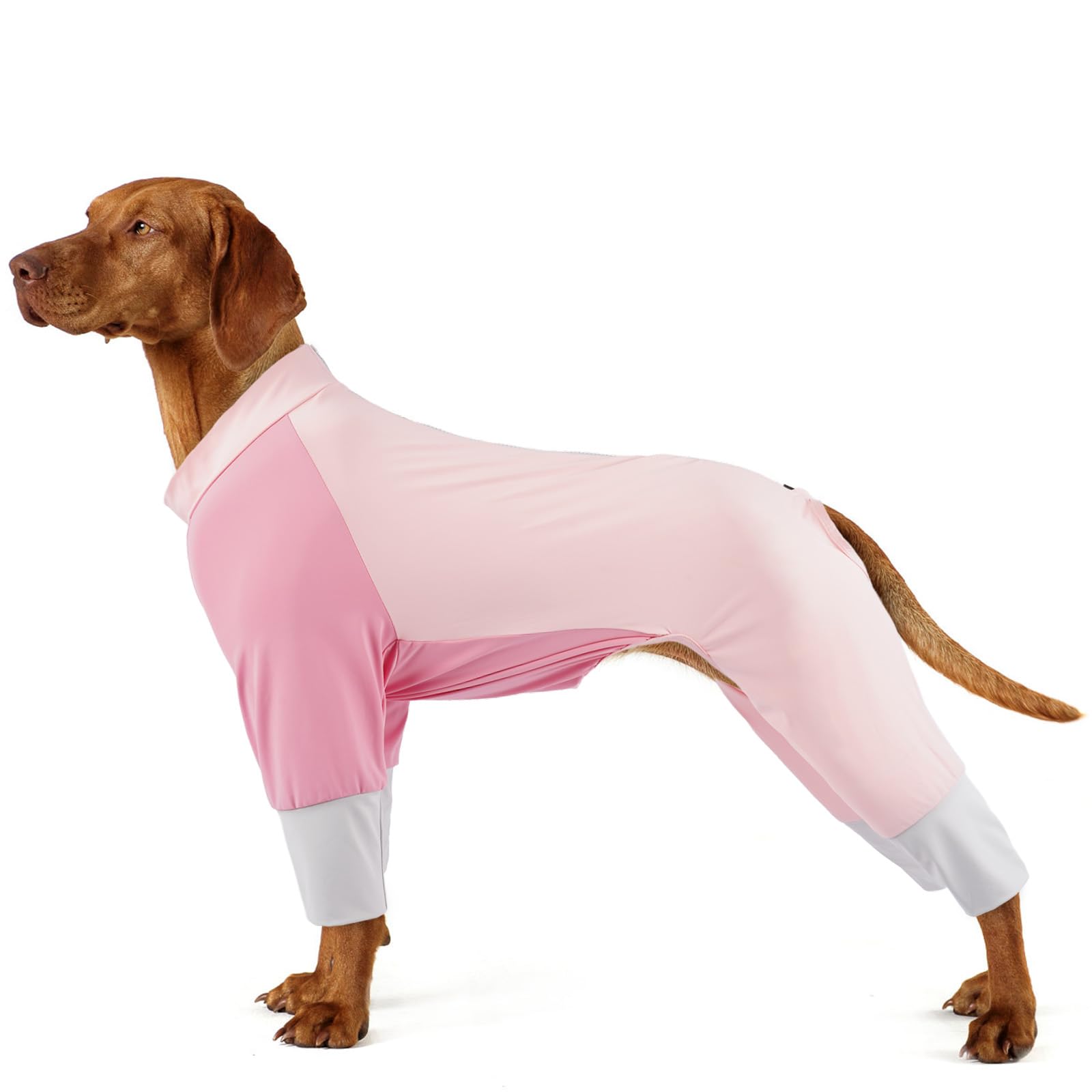 Lightweight Dog Onesie for Summer, Cool Breathable Four-Leg Dog Pyjamas, UV Sun Protection & Mud Dirt Proof Suit, Protective Full Body Clothing for Medium Large Dogs, Pink 2XL
