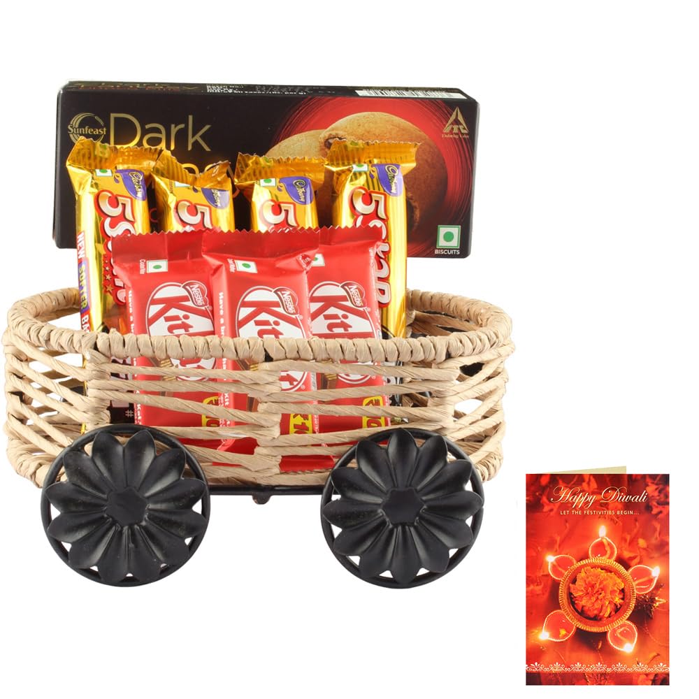 SFU E Com Crispy Blast And Dark Caramel With Delicious Dark Fantasy | Diwali Chocolate Gift | Premium Diwali Greeting Card with Chocolate Hamper | Chocolate Gift Hamper | 1309