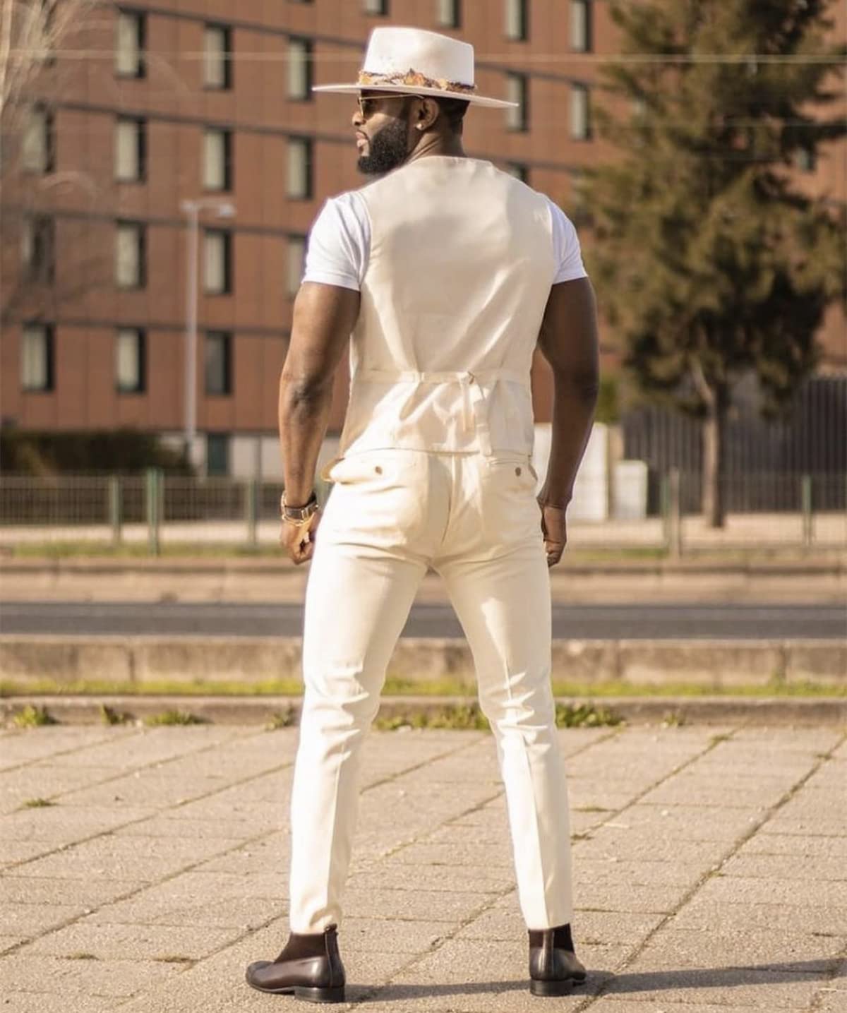 Uomo Gilet Con Risvolto a Scialle Gilet Doppio Petto per Smoking da Ballo di Nozze
