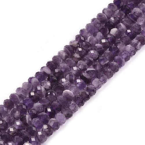Cuentas sueltas de amatista africana natural de 0.236 in Rondelle para hacer joyas, cuentas de bricolaje de 16 pulgadas