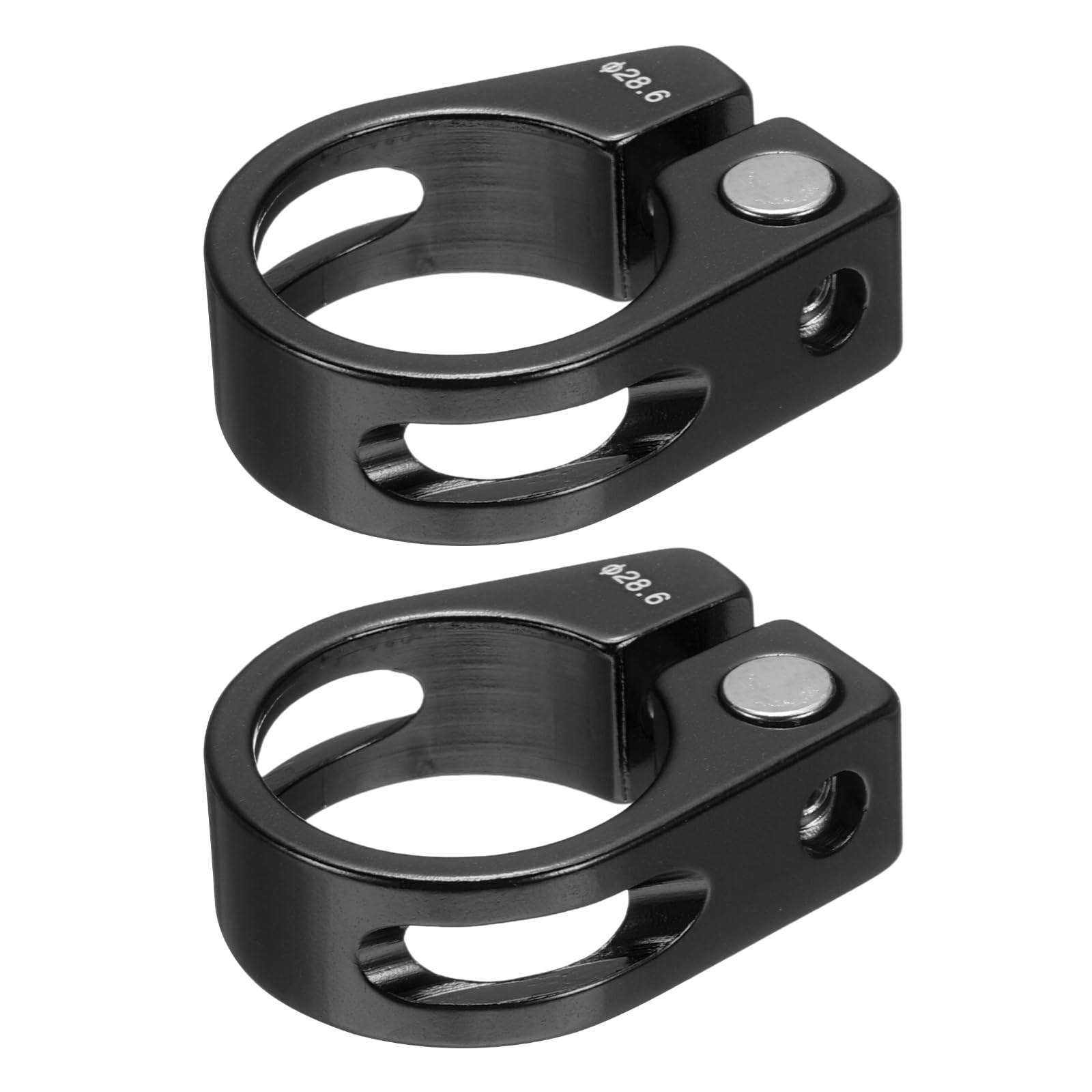 sourcing map 2pcs Bike Seat Post Clamp 28.6mm Clip Aluminum Alloy Bicycle Locking Seat Post Ring with M4 Hex Screw for 25.4mm Bicycle Mountain Road Bike Tube, Black