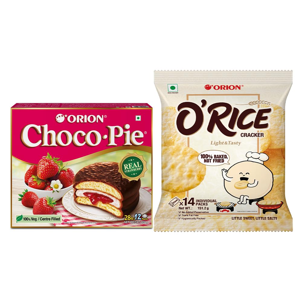 Orion Assorted snacks combo - Orice cracker Korean baked snack 14 pc pack & Strawberry Chocopie 12pc pack (B0BN8D88PV) Amazon Price History, Amazon Price Tracker
