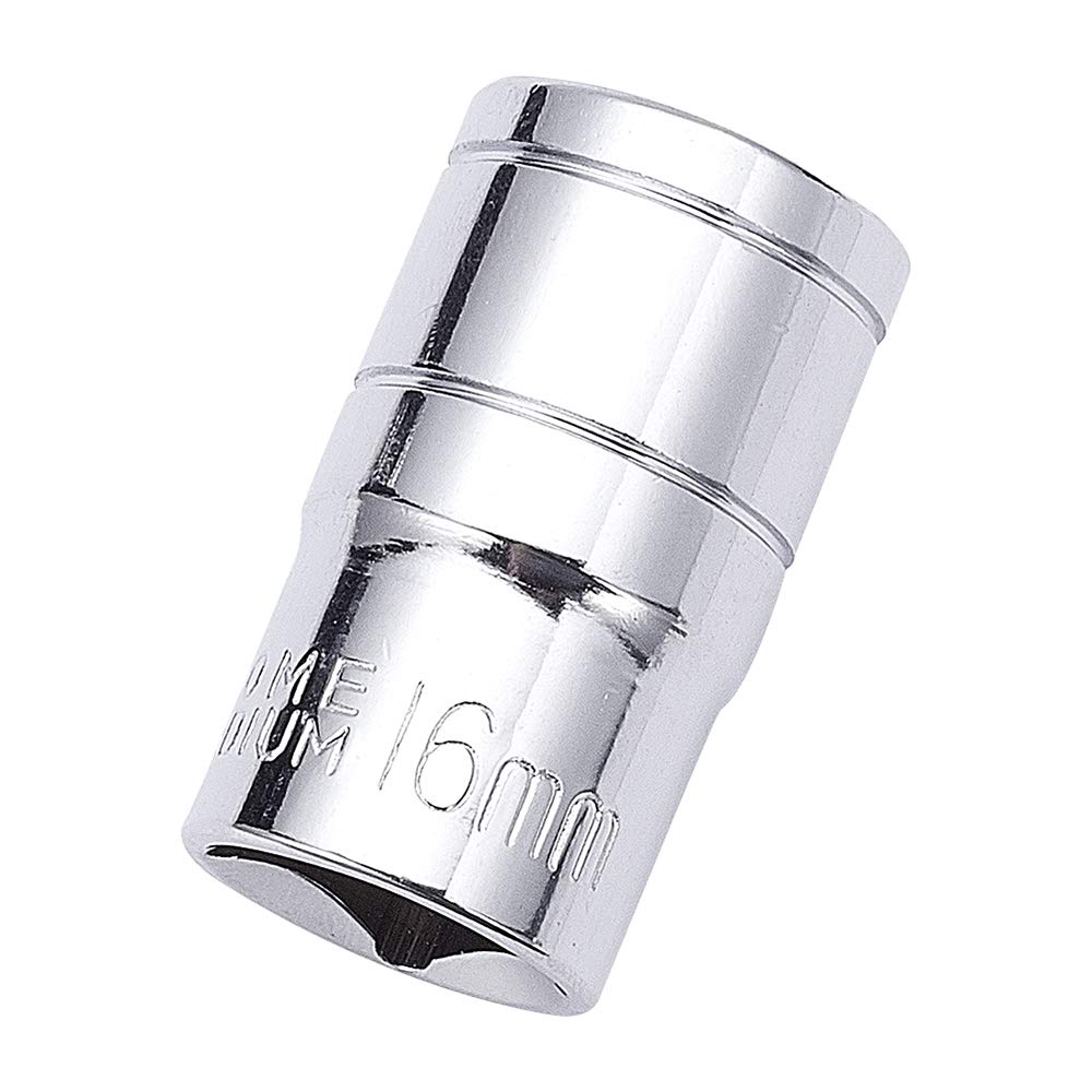 Utoolmart Shallow Socket, 1/2 Inches Drive 6-Point 16mm Metric Socket, Chrome Vanadium Steel Chrome Finish, for General Repairs