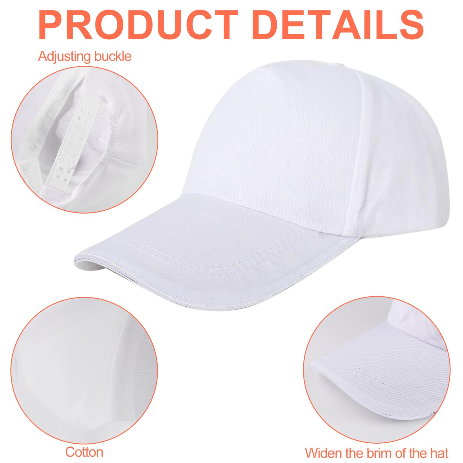 goubinZH 4 Pieces DIY Kids Baseball Cap White Cotton Blank Art Painting Hat Adjustable Casual Beach Sun Hats with Colored Sticks Painting Templates and Box for Children Outdoor Sports Activities Camp - Image 3