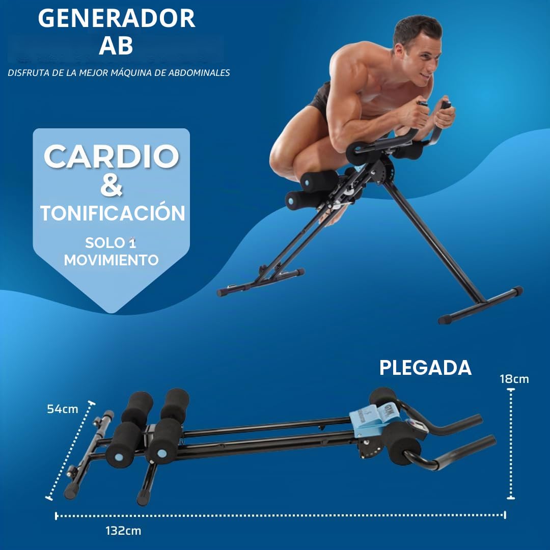 Maquina Abdominales GYMFORM AB Generator, Ejercita Todo el Cuerpo, Entrenamiento Funcional de Abdominales, Brazos, Piernas, Cardio + Fitness