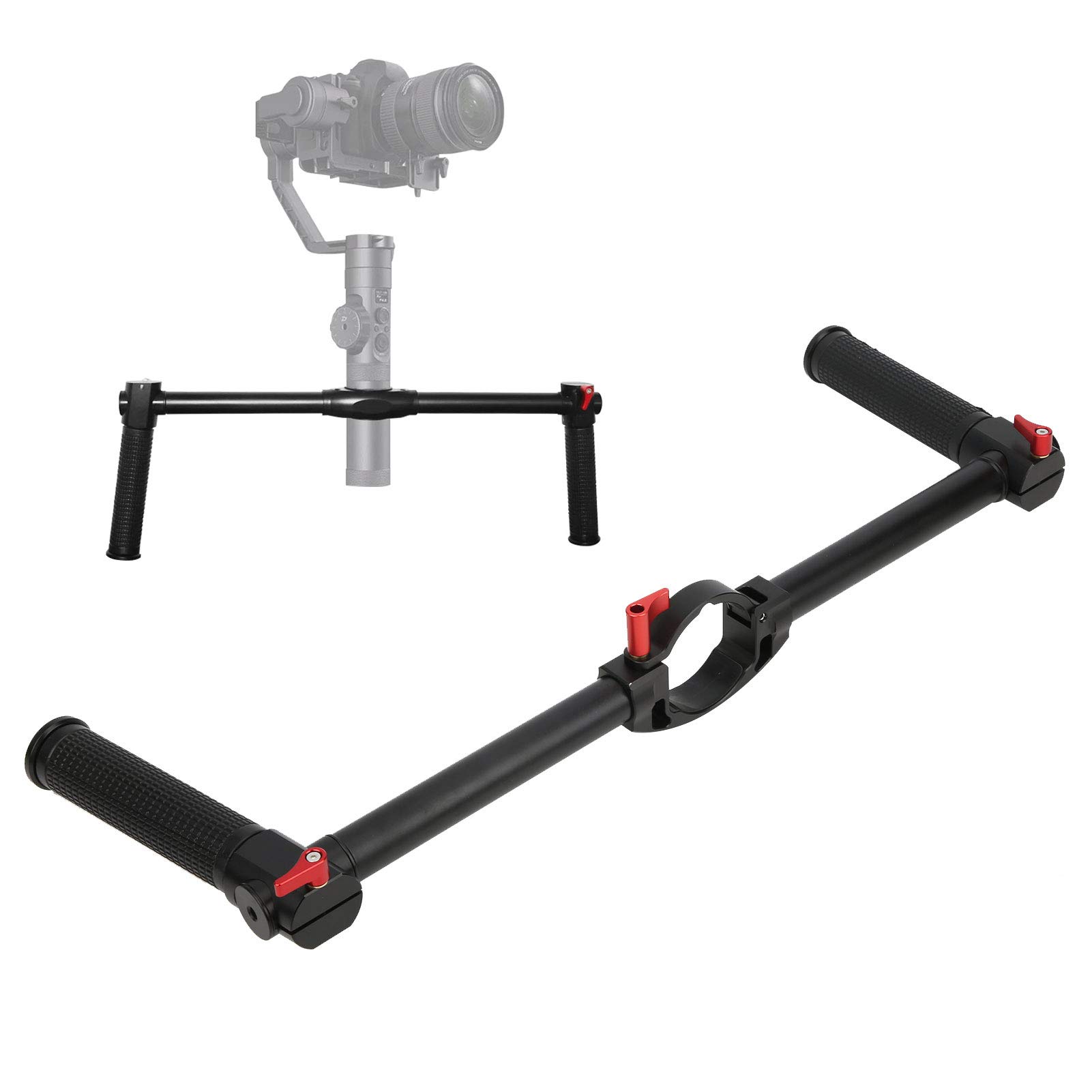 T opiky Stabilizator podwójny uchwyt, stabilizator z podwójnym uchwytem dwuręczny ręczny stabilizator kamery światło / monitor / mikrofon przedłużacz stojak uchwyt