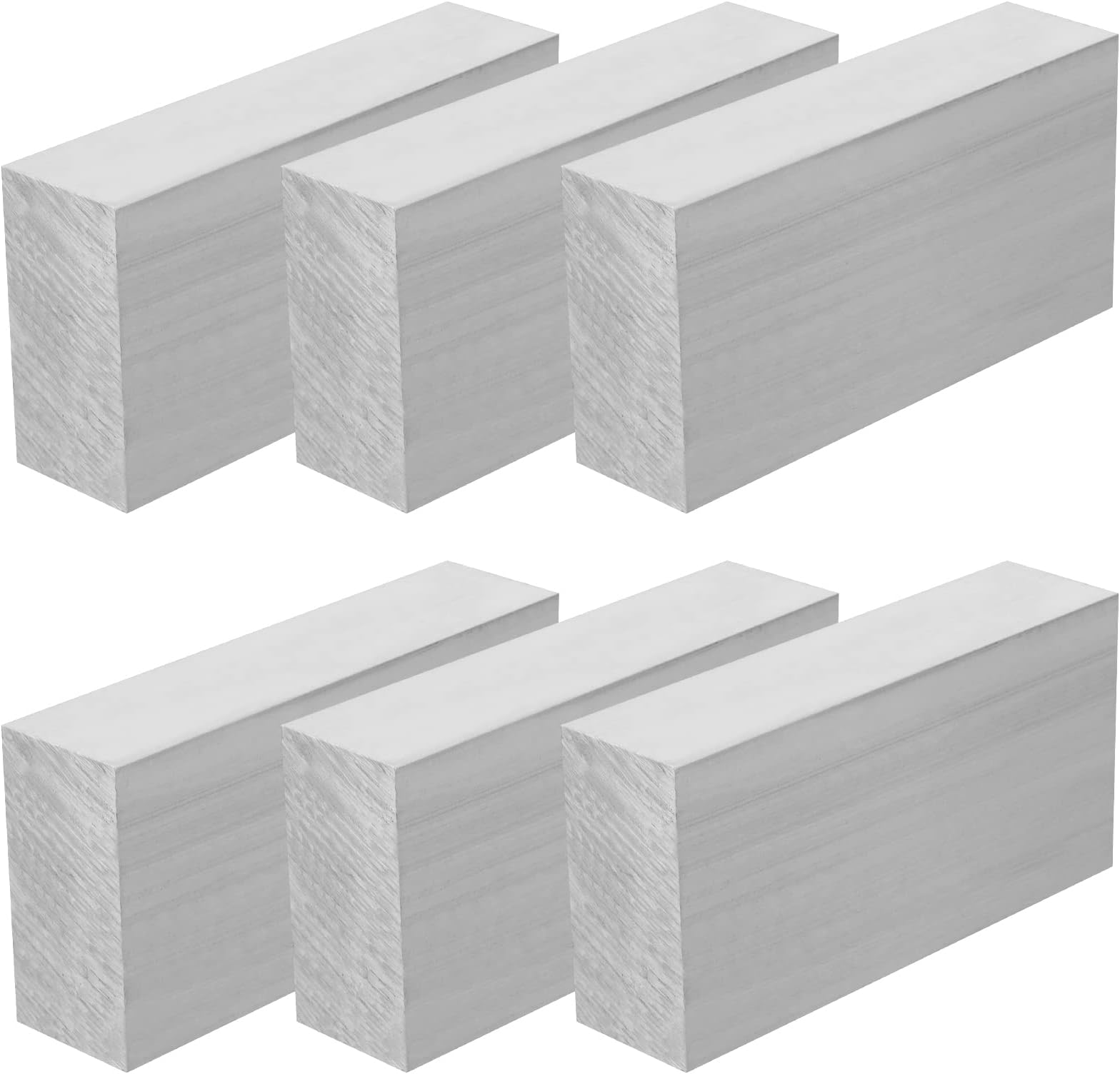 KEILEOHO 6 PCS 4 x 2 x 1 Inches Rectangle Aluminum Flat Bars, Aluminum Block Stock, 6061 General Purpose Plate, T6511 Solid New Mill Stock
