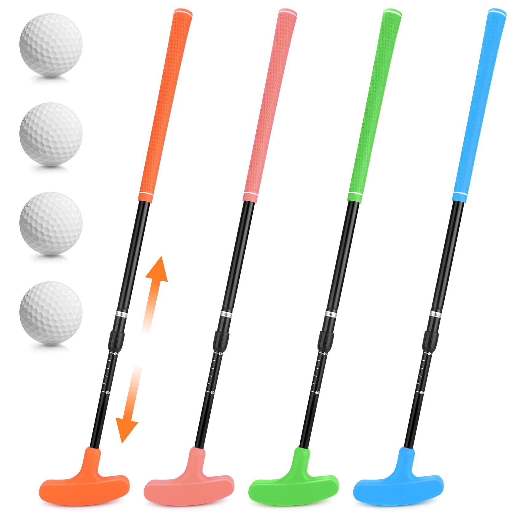 Micnaron Golf Putter, Mini Golf Set with Golf Balls, Two-Way Handed Golf Club Indoor/Outdoor, Mini Golf Putter Adjustable Length Suitable for Children, Teenagers, Adults (Orange+Pink+Green+Blue)