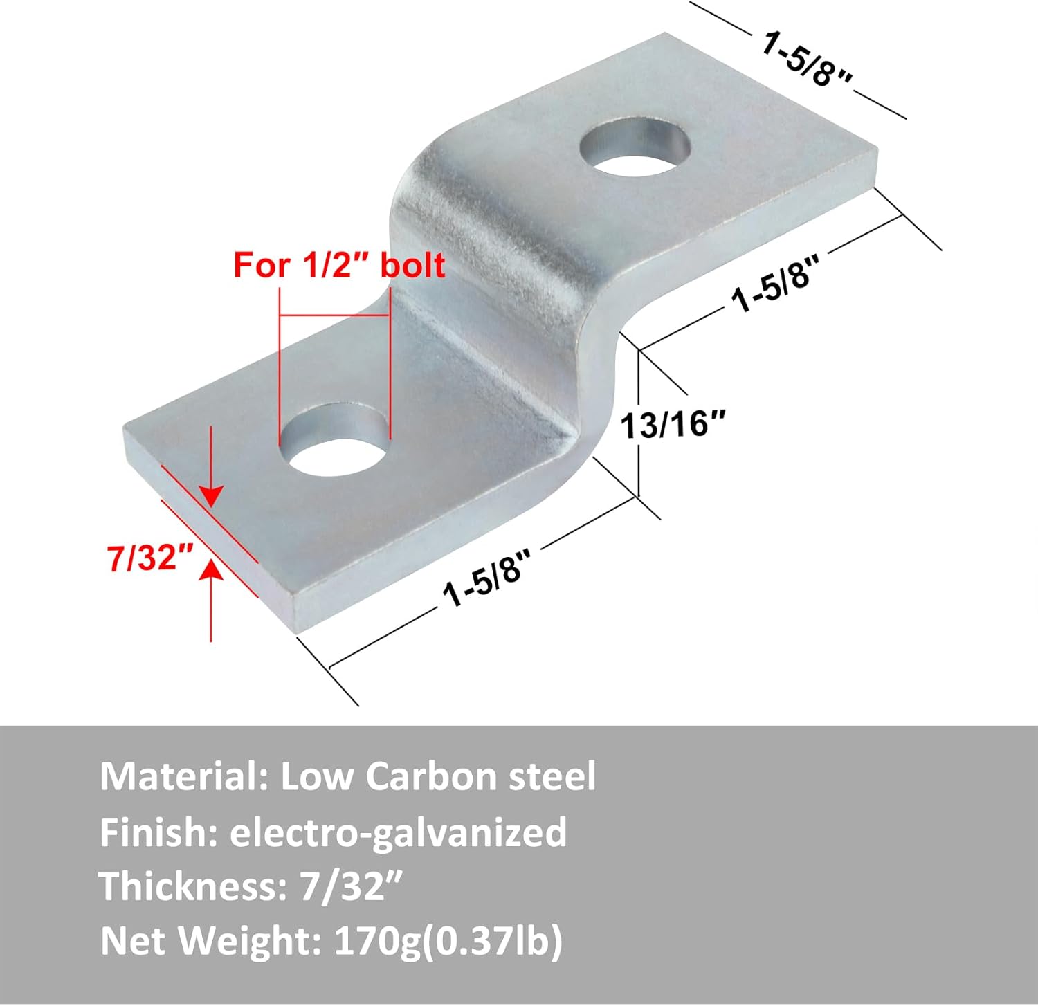 8 Pcs Z Fitting Cross 2 Hole for 13/16" x 1-5/8" Strut Channel, Strut Connector Bracket