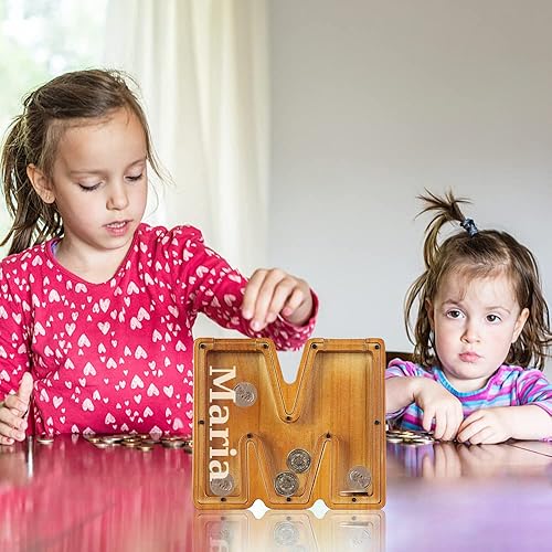 Miniatura 7 de ALBK (J) Alcancía personalizada para niños, alcancía con letras del alfabeto personalizadas, letras de madera de la A a la Z, juguetes de