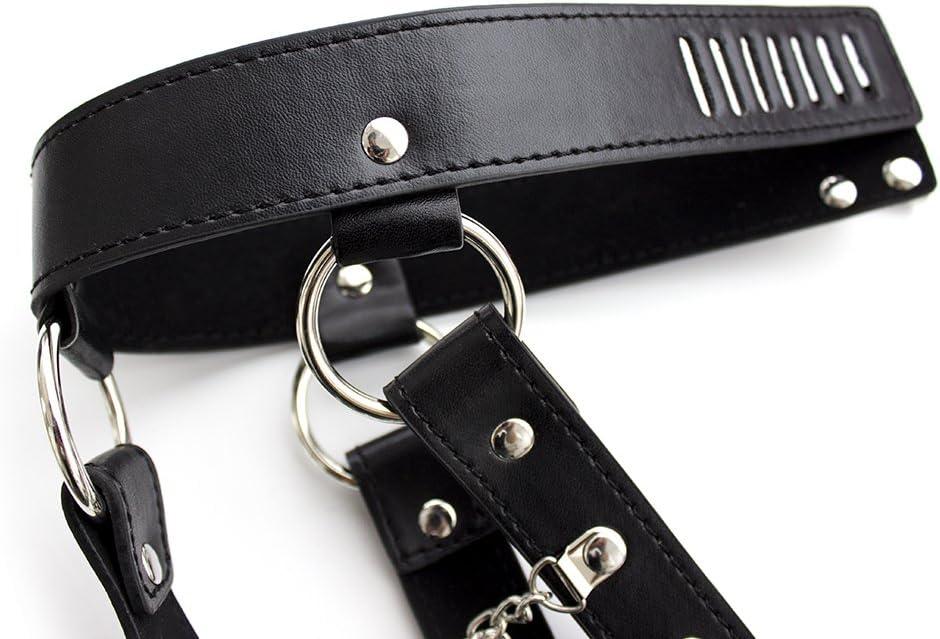 BDSM Adult Sex Multi Chain Clothing, Female Sex Goods Chain Leather Suit Bondage Suit Binding Pants