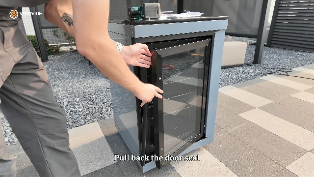 Image of Sink and Fridge Combo for Outdoor Kitchen, 68L Refrigerator and Sink with Pull-Down Faucet, Brushed SS and Granite Countertops, All-in-One BBQ Island Cleaning Station