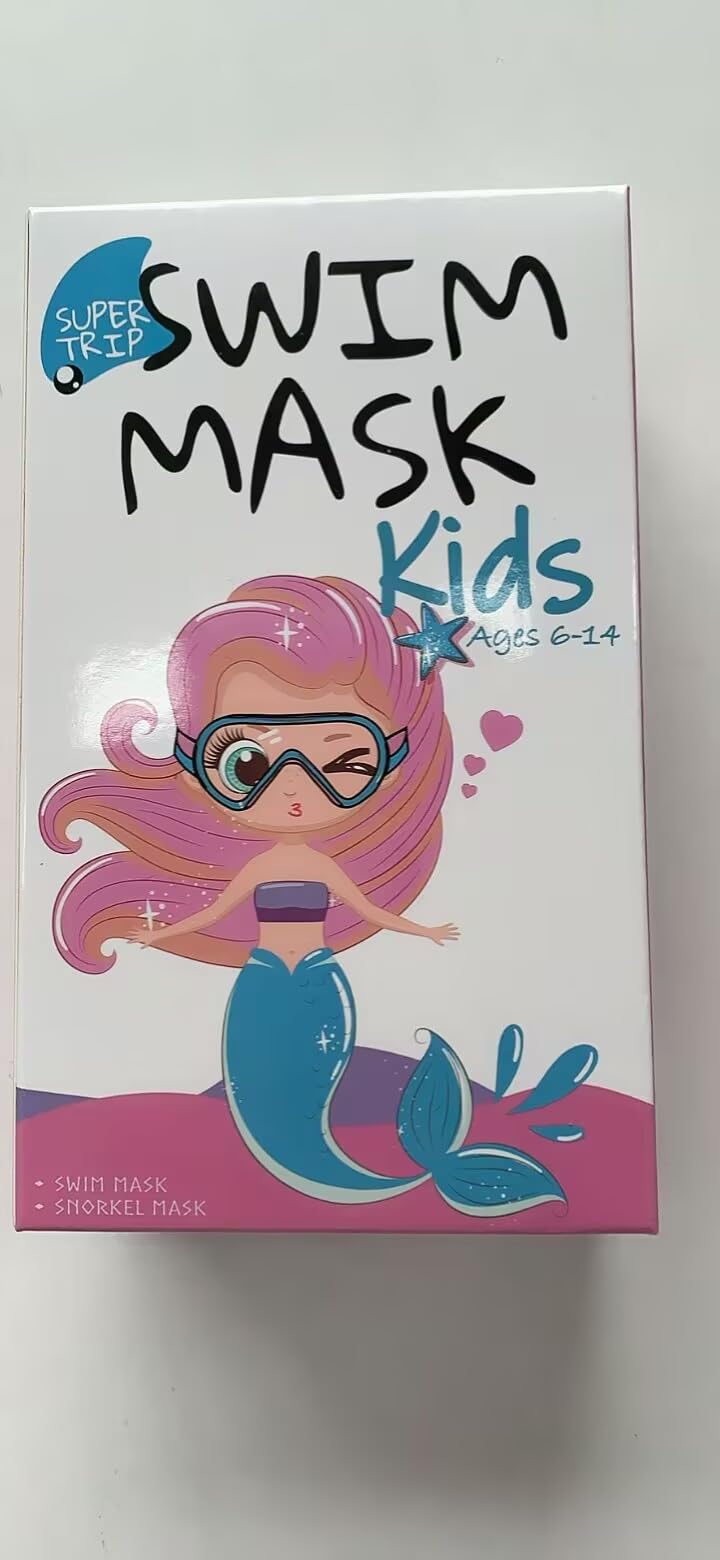 Supertrip Gafas de natación para niños con Cubierta de Nariz para niños de 6 a 14 años,Correa de Tela de Vidrio Templado,máscara de esnórquel para chicos y niñas,Piscina y Playa